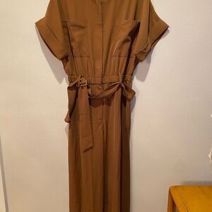 Avantlook Brown Tie-Waist Jumpsuit